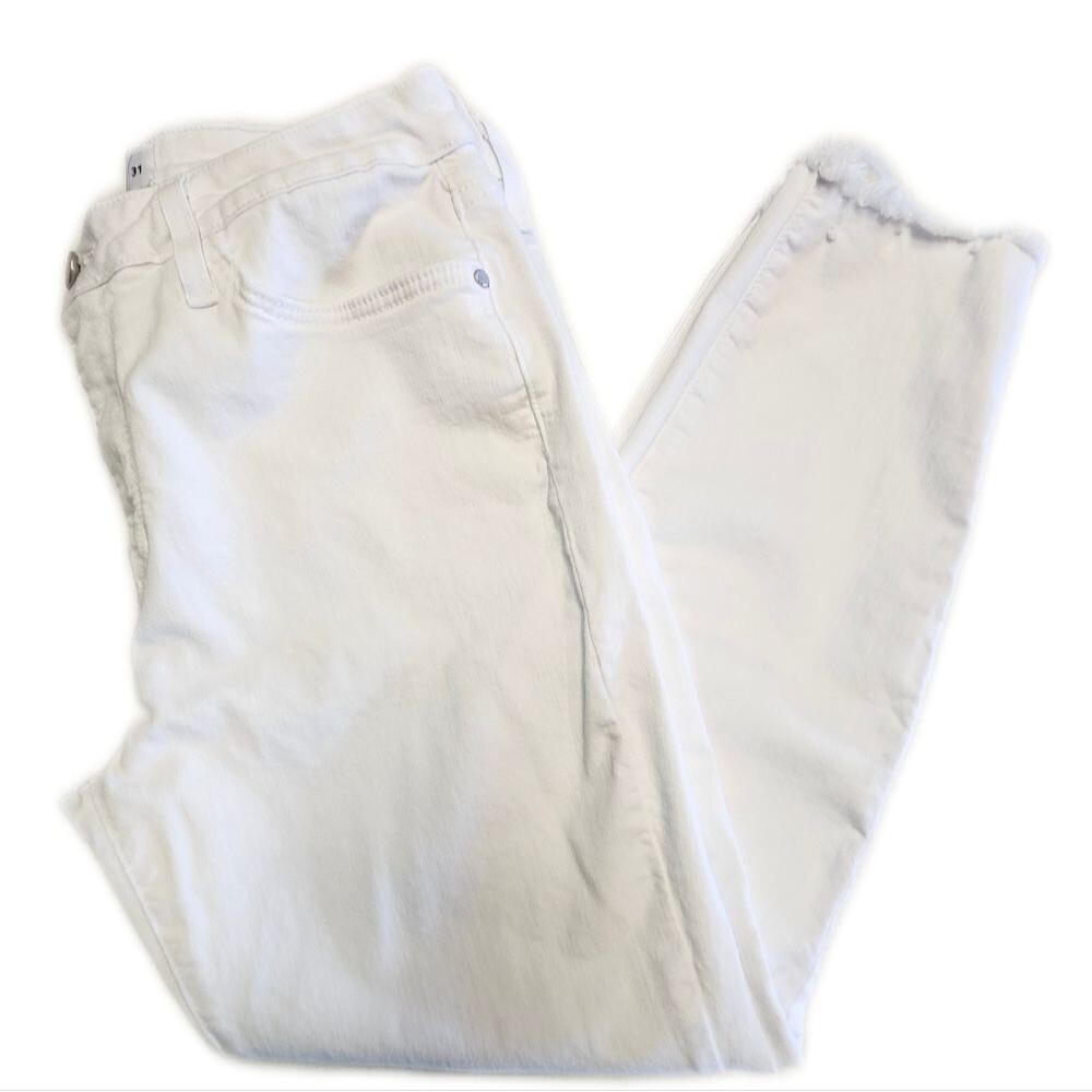 Just Black Denim Distressed White Stretch Skinny Jeans, 31